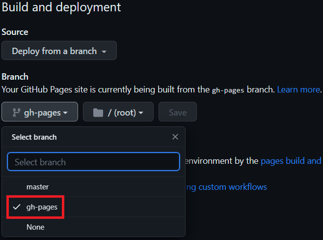 Select deployment branch