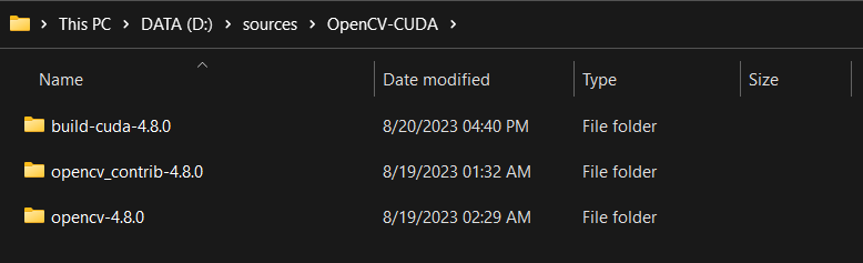 OpenCV CUDA folder
