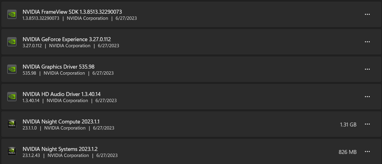 NVIDIA apps list